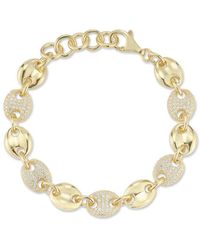 Chloe and Madison - 14k Over Silver Cz Chunky Puffed Link Bracelet - Lyst