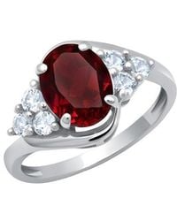 MaxColor - 10K 1.70 Ct. Tw. Lab-Grown Ruby Halo Ring - Lyst