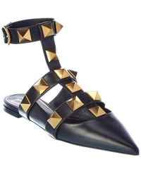 valentino roman stud ankle strap flat