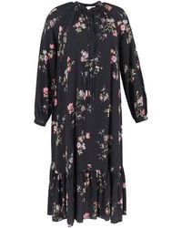 Celine - Floral-Print Long Sleeve Midi Dress, Size Eu, (Authentic Pre-Loved) - Lyst