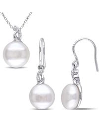 Rina Limor - Silver Diamond 10.5-11mm Pearl Jewelry Set - Lyst