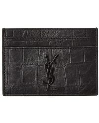 Saint Laurent - Croc-Embossed Leather Card Case - Lyst