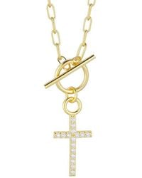 Glaze Jewelry - 14k Over Silver Cz Cross Necklace - Lyst