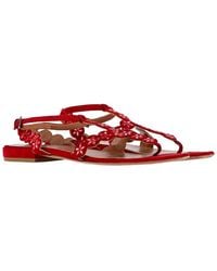Alaïa - Alaïa Sheep Leather Flower Lasercut Ankle Strap Sandal (authentic Pre- Loved) - Lyst