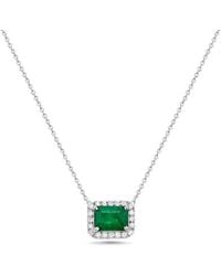 Forever Creations Signature - Forever Creations 14K 1.07 Ct. Tw. Diamond & Emerald Halo Necklace - Lyst