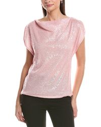 Anne Klein - Split Shoulder Drape Sequin Blouse - Lyst