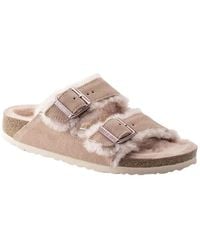 Birkenstock - Arizona Shearling Suede Sandal - Lyst