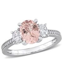 Rina Limor - 14k 2.28 Ct. Tw. Diamond & Morganite Halo Ring - Lyst