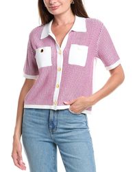 St. John - Vichy Knit Cardigan - Lyst