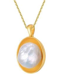 Genevive Jewelry - 14k Over Silver Pearl Pendant Necklace - Lyst