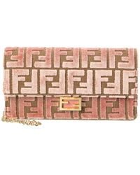 Fendi - Baguette Ff Velvet & Leather Wallet On Chain - Lyst