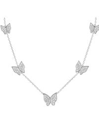 Sphera Milano - Plated Graduated Butterfly Charm Necklace - Lyst
