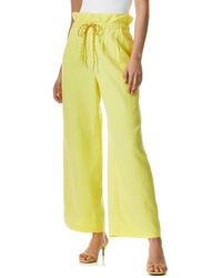 Alice + Olivia Alice + Olivia Henry Cropped Paperbag Linen-blend Pant - Yellow