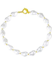 Liv Oliver - 18k Plated 21-15mm Pearl Baroque Chunky Necklace - Lyst