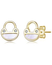 Rachel Glauber - 14K Plated 2Mm Pearl Cz Earrings - Lyst