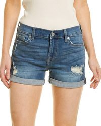 7 For All Mankind - Topaz Blue Short Jean - Lyst
