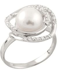 Splendid - Rhodium Over 8.5-9Mm Pearl Ring - Lyst