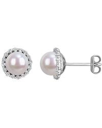 Rina Limor - 0.32 Ct. Tw. Lab-Grown Created Sapphire & 7-7.5 Mm Pearl Halo Stud Earrings - Lyst