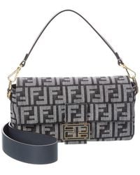Fendi - Baguette Ff Denim Jacquard & Leather Shoulder Bag - Lyst
