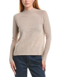 Forte - Hi Low Rib Trim Funnel Neck 100% Cashmere Sweater - Lyst