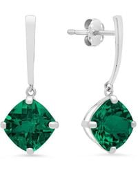 MaxColor - 14k 2.90 Ct. Tw. Lab-grown Emerald Drop Earrings - Lyst