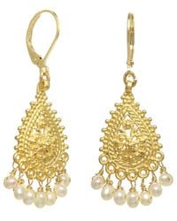 Rachel Reinhardt Jewelry - 22K Plated 2-3Mm Pearl Chandelier Earrings - Lyst