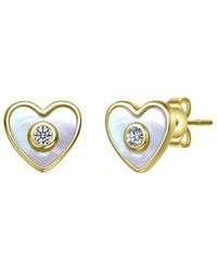 Genevive Jewelry - Pearl Cz Stud Earrings - Lyst