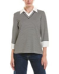 Jones New York - Petite Poplin Trim Twofer Stripe Top - Lyst