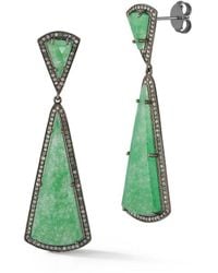 Banji Jewelry - Silver 2.00 Ct. Tw. Diamond & Green Aventurine Drop Earrings - Lyst