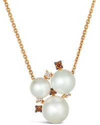 Le Vian - Le Vian 14k Rose Gold 0.13 Ct. Tw. Diamond & 6-9mm Pearl Pendant Necklace - Lyst