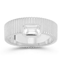 Chloe and Madison - Silver Cz Bold Ribbed Ring - Lyst