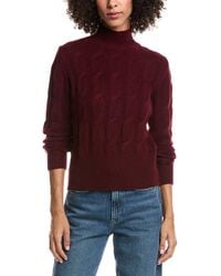 Forte - Cable Wool & Cashmere-Blend Mock Neck Sweater - Lyst