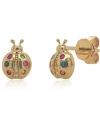Sabrina Designs - 14k 0.15 Ct. Tw. Diamond & Sapphire Ladybug Earrings - Lyst