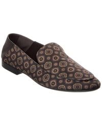Saint Laurent - Alain Canvas & Leather Flat - Lyst