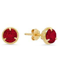 MaxColor - 14k 1.70 Ct. Tw. Lab-grown Ruby Halo Studs - Lyst