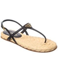 Prada - Logo Leather Sandal - Lyst