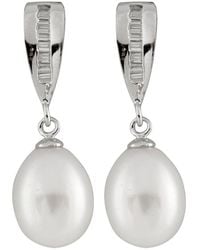 Splendid - Rhodium Over Silver 7-8mm Pearl Earrings - Lyst