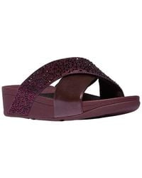 Fitflop - Lulu Crystal Mix Metallic Cross Slide - Lyst