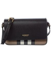 Burberry - Hampshire Small House Check Canvas & Leather Shoulder Bag - Lyst