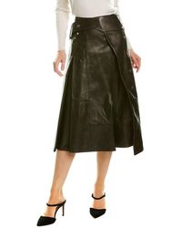 3.1 Phillip Lim Leather Trench Skirt - Black