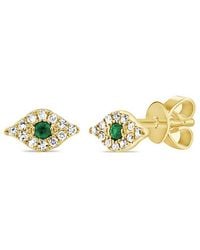 Sabrina Designs - 14K 0.12 Ct. Tw. Diamond & Tsavorite Evil Eye Studs - Lyst