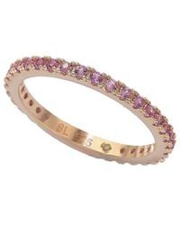 Suzy Levian - Silver 0.02 Ct. Tw. Diamond & Sapphire Eternity Ring - Lyst