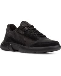 Geox Smoother Leather & Suede Trainer - Black