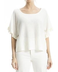 Max Studio - Flutter Sleeve Linen-Blend Top - Lyst