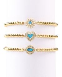 Eye Candy LA - Luxe Titanium Cz Beaded Stretch Bracelet Set - Lyst