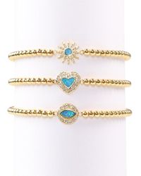Eye Candy LA - Luxe Titanium Cz Beaded Stretch Bracelet Set - Lyst