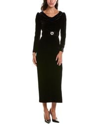 Saloni - Jinx Stretch Velvet Silk-Blend Midi Dress - Lyst