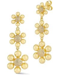 Chloe and Madison - Jewelry 18K Plated Cz Graduating Flower Drop Earrings - Lyst