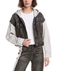 Rag & Bone - Miramar Terry Combo Hooded Trucker Jacket - Lyst