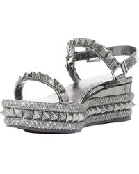 Christian Louboutin - Leather Pyraclou 60 Studded Espadrille Sandal (Authentic Pre-Loved) - Lyst